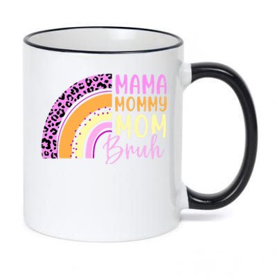 Mama Mommy Mom Bruh Cute Rainbow 11oz Black Color Changing Mug