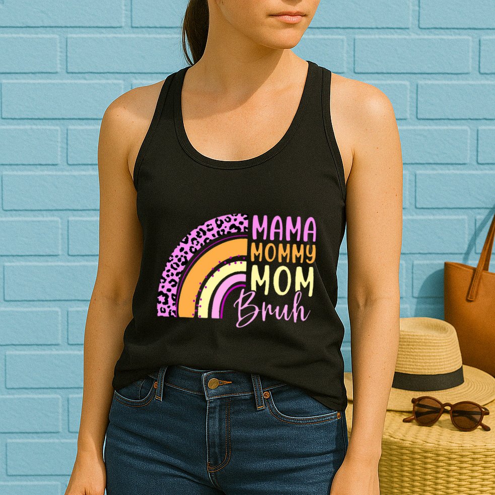 Mama Mommy Mom Bruh Cute Rainbow Womens Tank Top