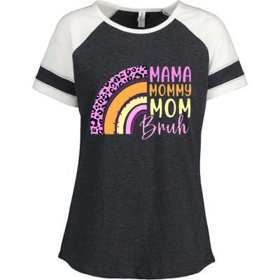 Mama Mommy Mom Bruh Cute Rainbow Enza Ladies Jersey Colorblock Tee