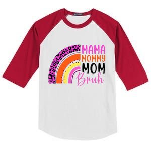 Mama Mommy Mom Bruh Cute Rainbow Kids Colorblock Raglan Jersey