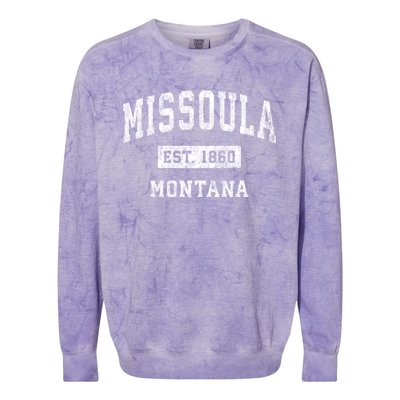 Missoula Montana Mt Vintage Established Sports Colorblast Crewneck Sweatshirt