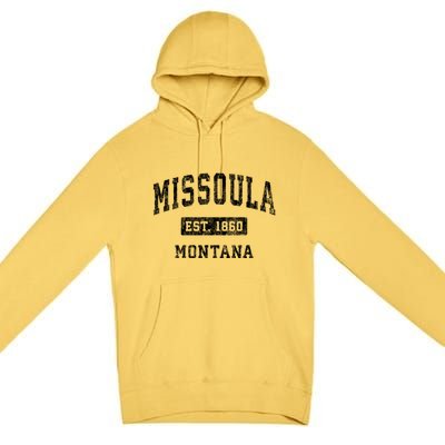 Missoula Montana Mt Vintage Established Sports Premium Pullover Hoodie