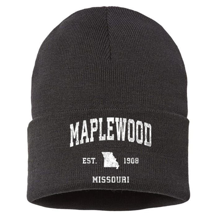 Maplewood Missouri Mo Vintage Athletic Sports Sustainable Knit Beanie