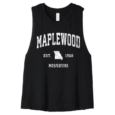 Maplewood Missouri Mo Vintage Athletic Sports Women's Racerback Cropped Tank