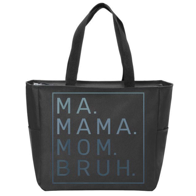 Ma Mama Mom Bruh Green Quote Mother Zip Tote Bag