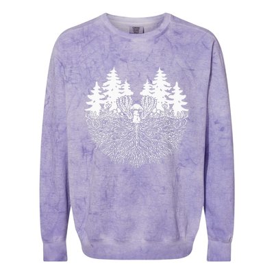 Mycelium Mushroom Colorblast Crewneck Sweatshirt