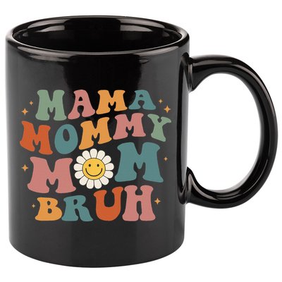 Mama Mommy Mom Bruh Retro Groovy Mothers Day Gifts Wo 11oz C Handle Ceramic Mug