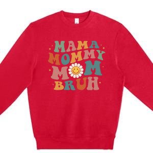 Mama Mommy Mom Bruh Retro Groovy Mothers Day Gifts Wo Premium Crewneck Sweatshirt