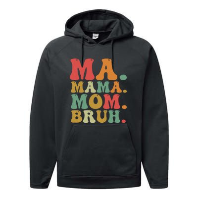 Ma Mama Mom Bruh Retro Performance Fleece Hoodie