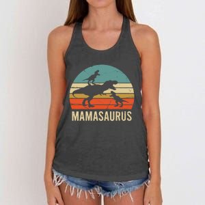 Mommy Mom Mama Dinosaur Funny 2 Two kid Mamasaurus  Gift Women's Knotted Racerback Tank