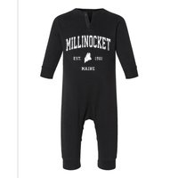 Millinocket Maine Me Vintage Athletic Infant Fleece One Piece