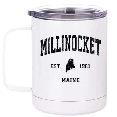 Millinocket Maine Me Vintage Athletic 12 oz Stainless Steel Tumbler Cup