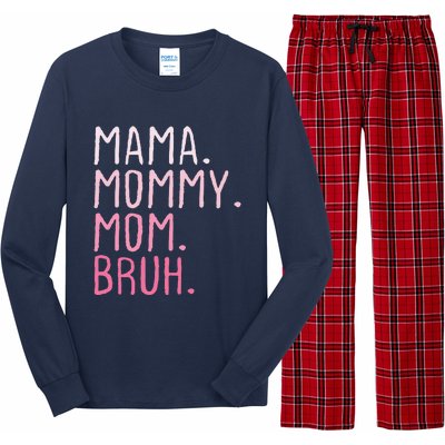 Mama Mommy Mom Bruh Mommy And Me Mom Retro Long Sleeve Pajama Set