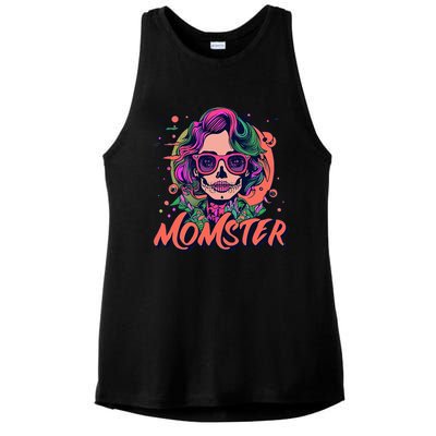 Momster Monster Mom Halloween Skeleton Spooky Mom Mama Ladies PosiCharge Tri-Blend Wicking Tank