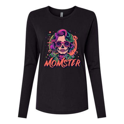 Momster Monster Mom Halloween Skeleton Spooky Mom Mama Womens Cotton Relaxed Long Sleeve T-Shirt