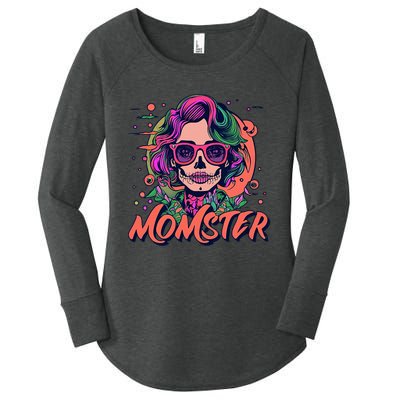 Momster Monster Mom Halloween Skeleton Spooky Mom Mama Women's Perfect Tri Tunic Long Sleeve Shirt