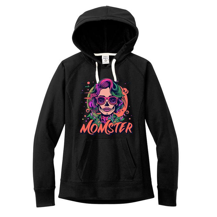 Momster Monster Mom Halloween Skeleton Spooky Mom Mama Women's Fleece Hoodie