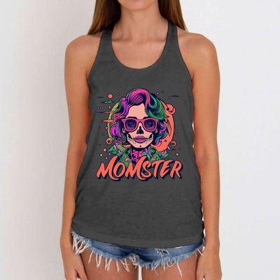 Momster Monster Mom Halloween Skeleton Spooky Mom Mama Women's Knotted Racerback Tank