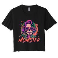 Momster Monster Mom Halloween Skeleton Spooky Mom Mama Women's Crop Top Tee