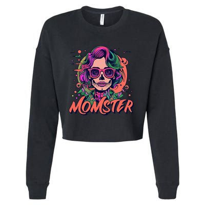 Momster Monster Mom Halloween Skeleton Spooky Mom Mama Cropped Pullover Crew