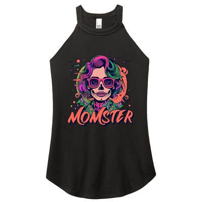 Momster Monster Mom Halloween Skeleton Spooky Mom Mama Women's Perfect Tri Rocker Tank