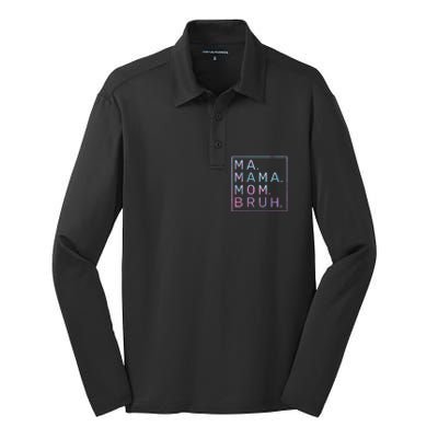 Ma Mama Mom Bruh Tie Dye Gift Silk Touch Performance Long Sleeve Polo