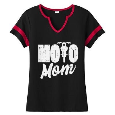 Moto Mom Motorcycle Motocross Dirt Bike Racing Women Gift Ladies Halftime Notch Neck Tee