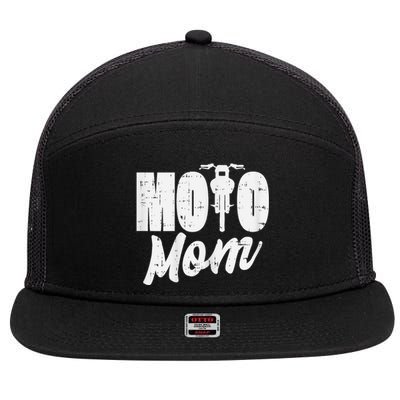 Moto Mom Motorcycle Motocross Dirt Bike Racing Women Gift 7 Panel Mesh Trucker Snapback Hat