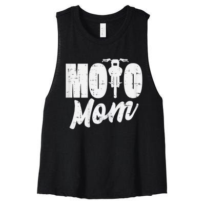 Moto Mom Motorcycle Motocross Dirt Bike Racing Women Gift Women's Racerback Cropped Tank