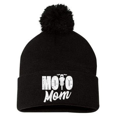 Moto Mom Motorcycle Motocross Dirt Bike Racing Women Gift Pom Pom 12in Knit Beanie