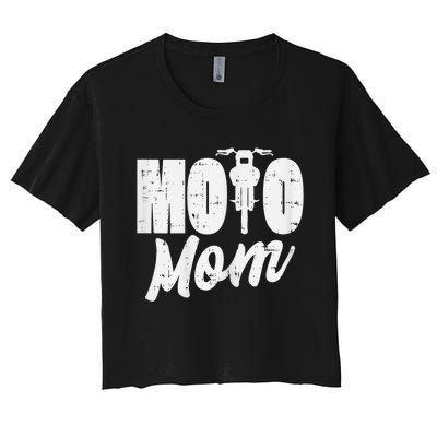 Moto Mom Motorcycle Motocross Dirt Bike Racing Women Gift Women's Crop Top Tee