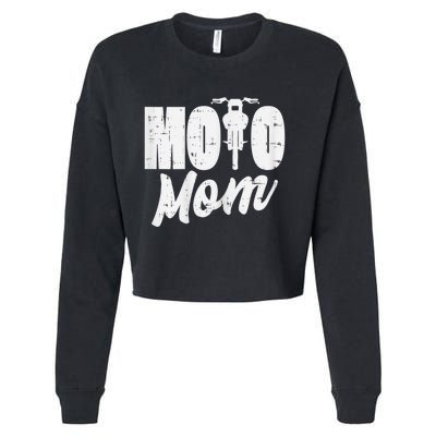 Moto Mom Motorcycle Motocross Dirt Bike Racing Women Gift Cropped Pullover Crew