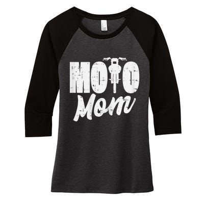 Moto Mom Motorcycle Motocross Dirt Bike Racing Women Gift Women's Tri-Blend 3/4-Sleeve Raglan Shirt