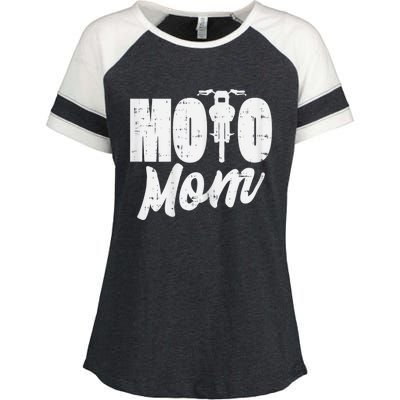 Moto Mom Motorcycle Motocross Dirt Bike Racing Women Gift Enza Ladies Jersey Colorblock Tee