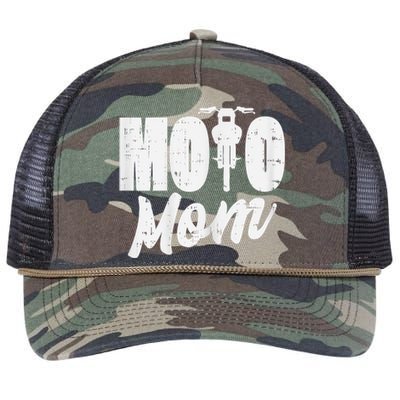 Moto Mom Motorcycle Motocross Dirt Bike Racing Women Gift Retro Rope Trucker Hat Cap