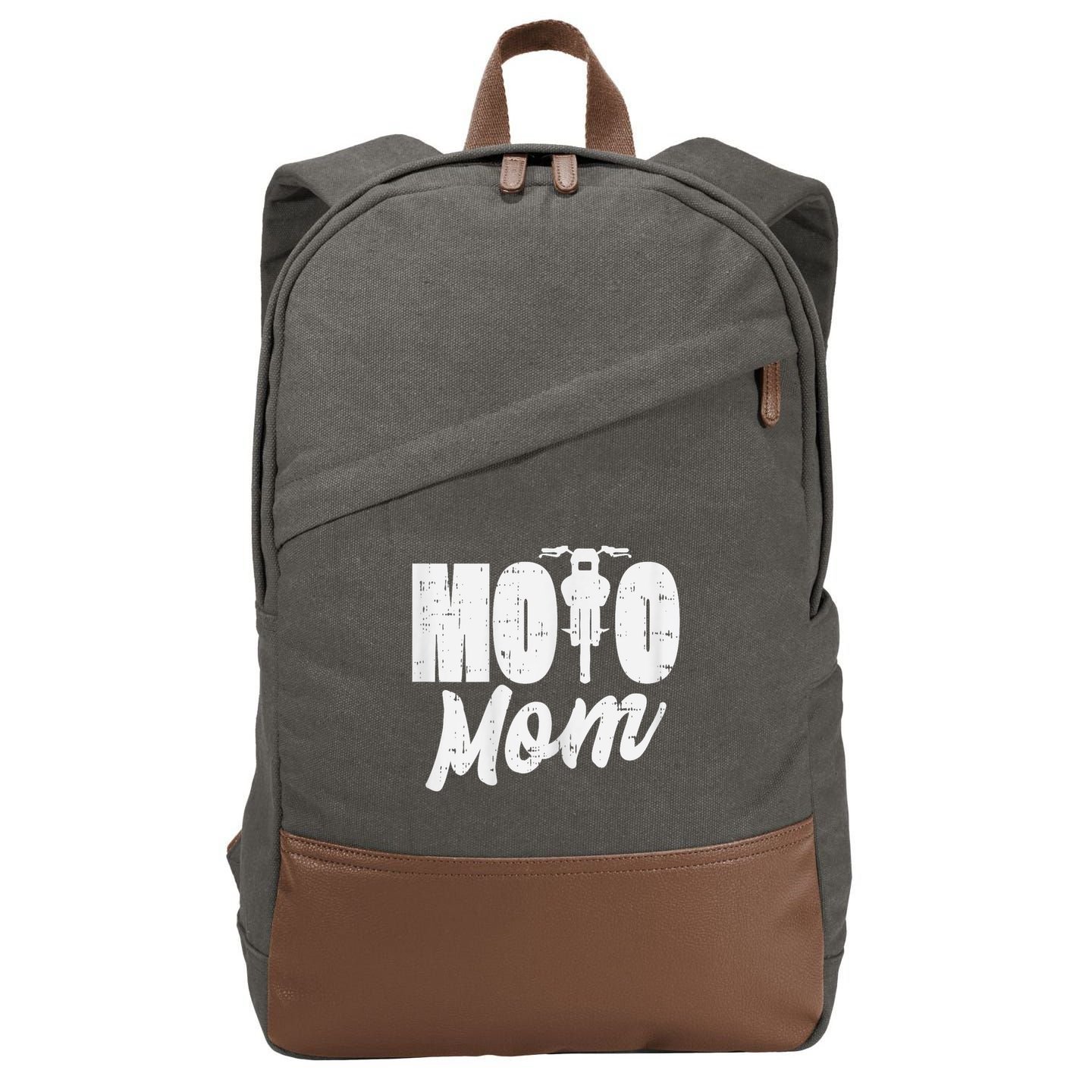 Moto Mom Motorcycle Motocross Dirt Bike Racing Women Gift Cotton Canvas Backpack