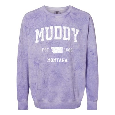 Muddy Montana Mt Vintage Athletic Black Sports Design Meaningful Gift Colorblast Crewneck Sweatshirt