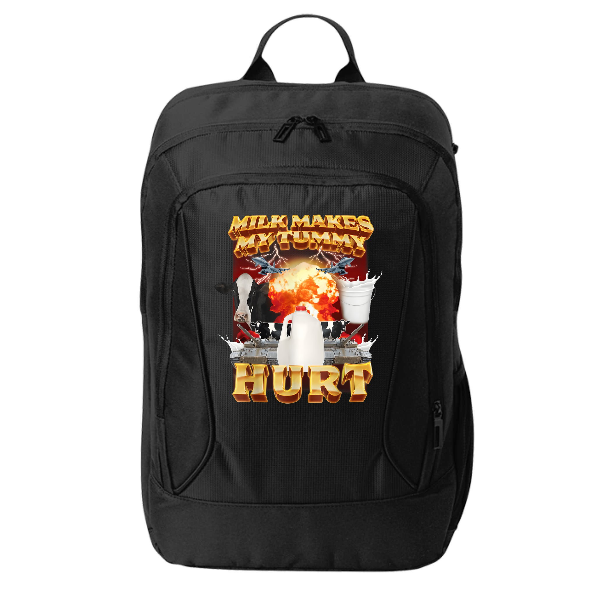 Milk Makes My Tummy Hurt Funny Meme City Backpack