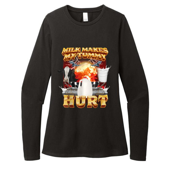 Milk Makes My Tummy Hurt Funny Meme Womens CVC Long Sleeve Shirt