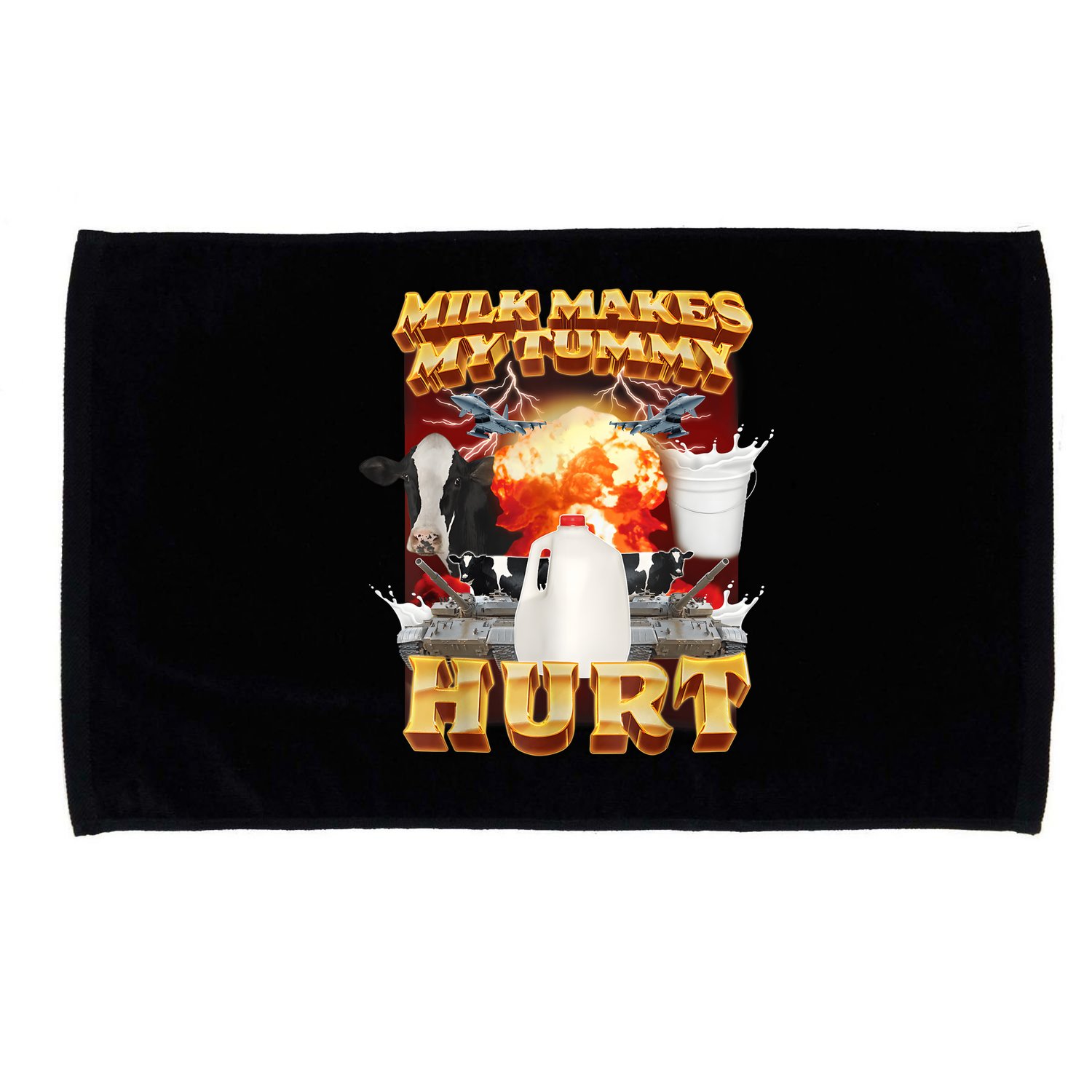 Milk Makes My Tummy Hurt Funny Meme Microfiber Hand Towel
