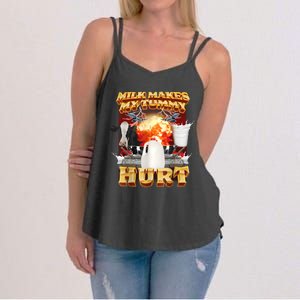 Milk Makes My Tummy Hurt Funny Meme Women's Strappy Tank