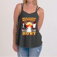 Milk Makes My Tummy Hurt Funny Meme Women's Strappy Tank