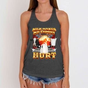 Milk Makes My Tummy Hurt Funny Meme Women's Knotted Racerback Tank