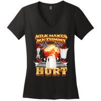 Milk Makes My Tummy Hurt Funny Meme Women's V-Neck T-Shirt