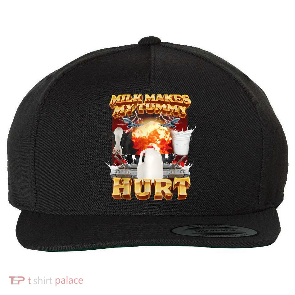 Milk Makes My Tummy Hurt Funny Meme Wool Snapback Cap