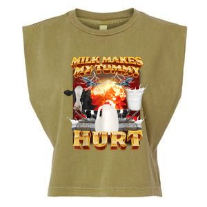 Milk Makes My Tummy Hurt Funny Meme Garment-Dyed Women's Muscle Tee