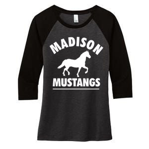 Madison Mustangs Women's Tri-Blend 3/4-Sleeve Raglan Shirt