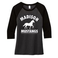 Madison Mustangs Women's Tri-Blend 3/4-Sleeve Raglan Shirt