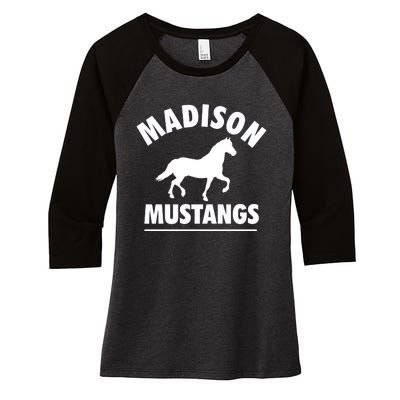 Madison Mustangs Women's Tri-Blend 3/4-Sleeve Raglan Shirt