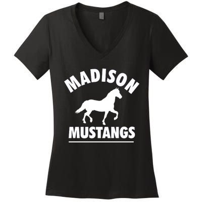 Madison Mustangs Women's V-Neck T-Shirt